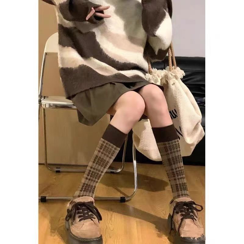 Set Áo Váy Xếp Ly Họa Tiết Kẻ Sọc Màu Tương Phản Phong Cách Hàn Quốc Thời Trang Cho Nữ