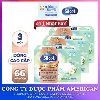 Bộ 3 hộp bông tẩy trang cao cấp Silcot Premium 66 miếng/hộp