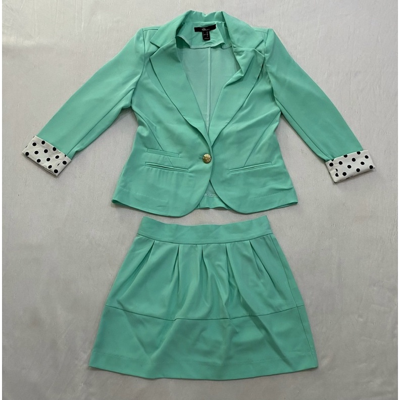 (B679) Bộ vest công sở màu xanh ngọc Nino.maxx (Size S, M/ Dơ nhẹ) - Thanh lý vnxk