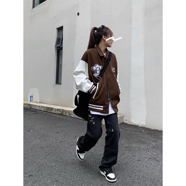 Áo Varsity Jacket Ullzang TIME MONNEY - Áo khoác Cardigan Bomber Unisex phối bo siêu hot - LOUSI.SG