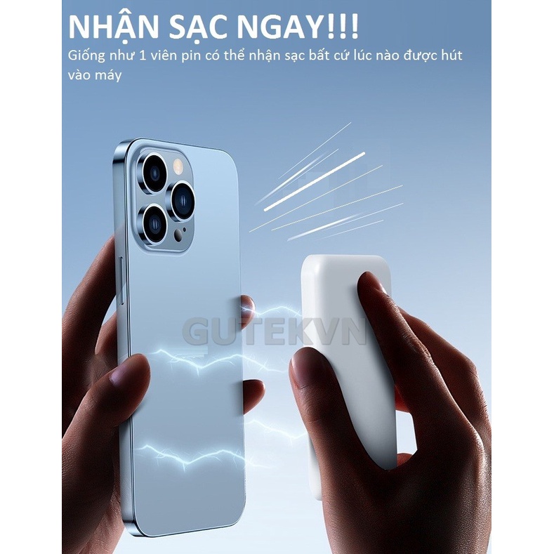 Sạc Dự Phòng Không Dây Sạc Nhanh Pin 5000mah Mini Nhỏ Gọn Cao Cấp Cho Điện Thoại – Gutek Mag1 Pro