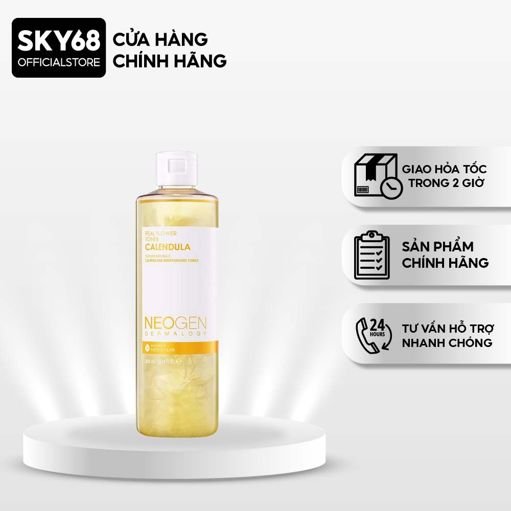 Nước Hoa Hồng Chiết Xuất Hoa Cúc Cấp Ẩm Dịu Da Cho Da Mụn Neogen Dermalogy Real Flower Calendula Toner 300ml