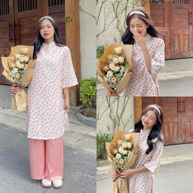 ÁO DÀI CÁCH TÂN HOA NHÍ KÈM QUẦN