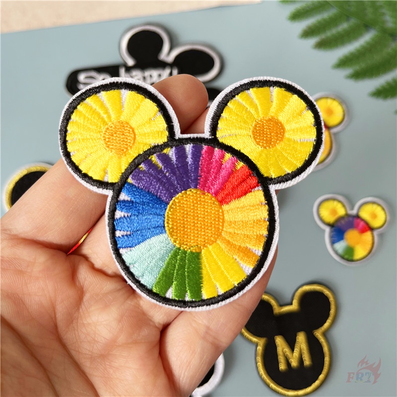 ♥ Sticker Ủi Thêu Hình Chuột Mickey & Minnie ♥ 1 Miếng Dán Ủi Quần Áo Hình Hoa Hướng Dương