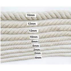 Dây thừng macrame cotton màu trắng size 2/4/6/8/10mm mềm mịn, không bụi