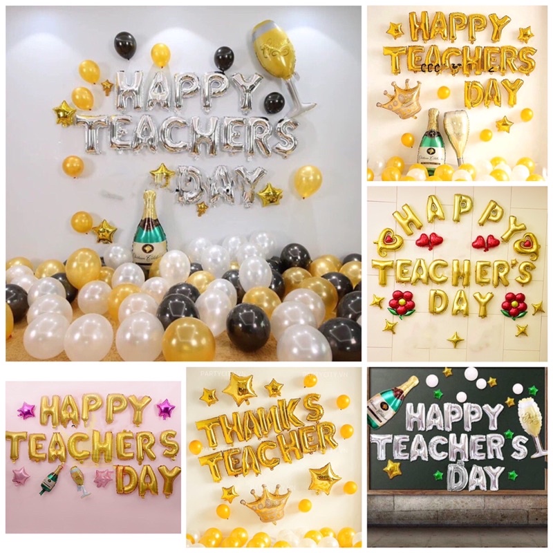 (FREESHIP)sét bóng happy teachers day trang trí ngày nhà giáo việt nam 20-11