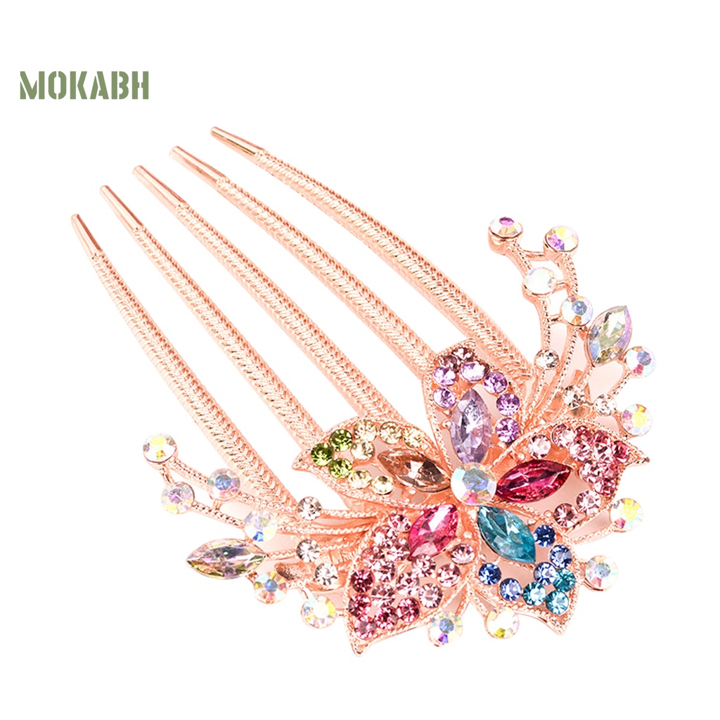 Lược Cài Tóc Hình Hoa Lá Đính Đá Lâu Trôi Dành Cho Nữ