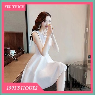 Váy công chúa- Đầm tiểu thư ngắn màu trắng, đen váy thắt eo tôn dáng