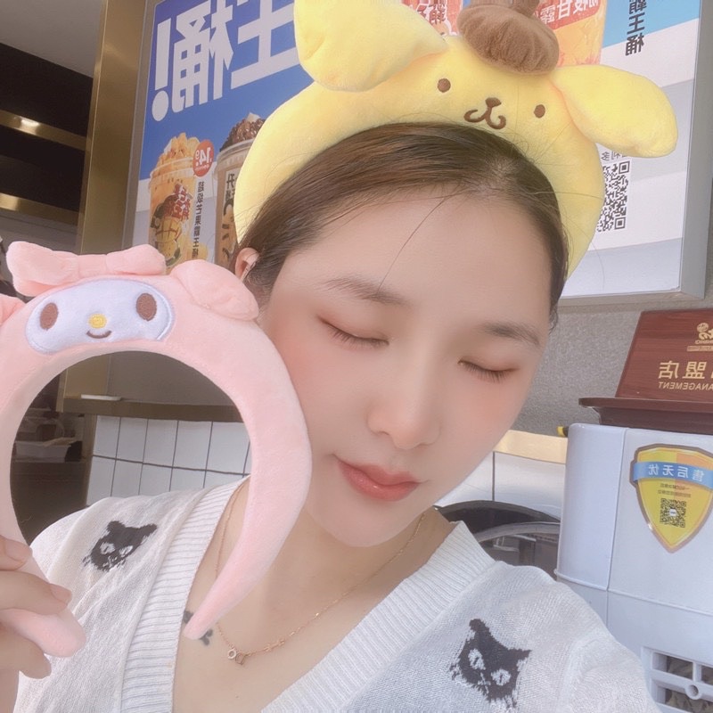 Băng Đô Cài Tóc 3D, Bờm Rửa Mặt Họa Tiết Kuromi, Purin, Cinnamaroll, Melody Hoạt Hình Kiểu Hàn Quốc Dễ Thương