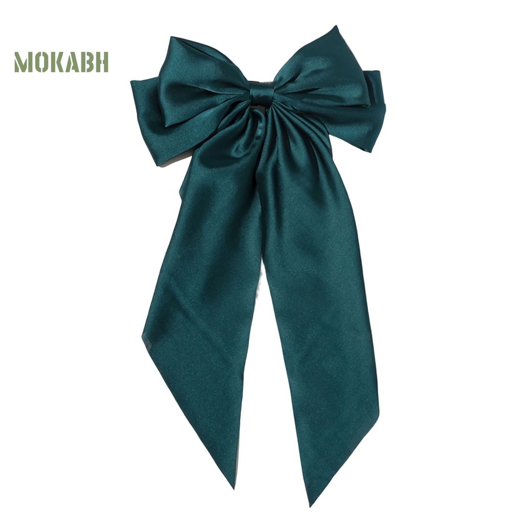 Kẹp Tóc Đuôi Ngựa Bằng Satin Hai Lớp Thắt Nơ Lớn Màu Trơn Thanh Lịch Cổ Điển Dành Cho Bạn Nữ