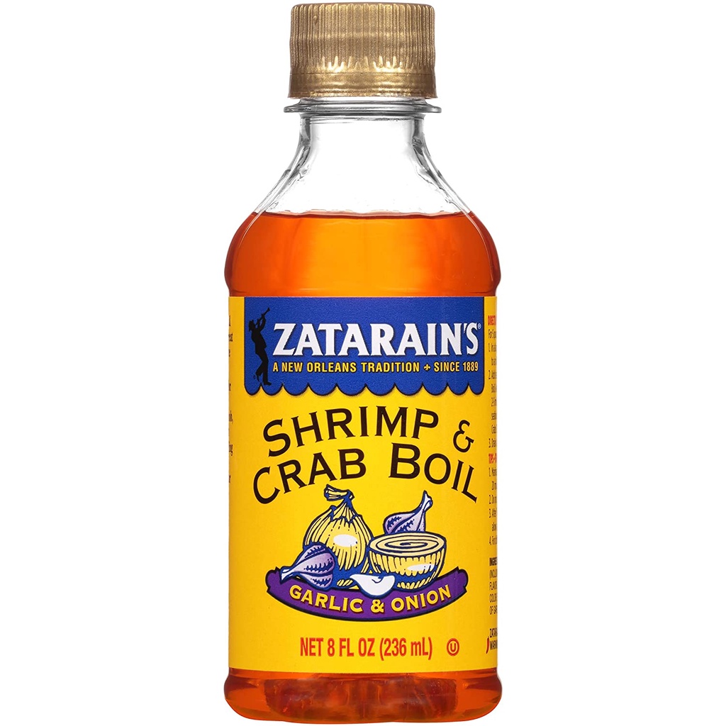 DẦU ỚT GIA VỊ - HÀNH - TỎI, LUỘC - HẤP - SỐT - CHIÊN HẢI SẢN Zatarain's Garlic &amp; Onion Shrimp &amp; Crab Boil, 236 ml (8 oz)
