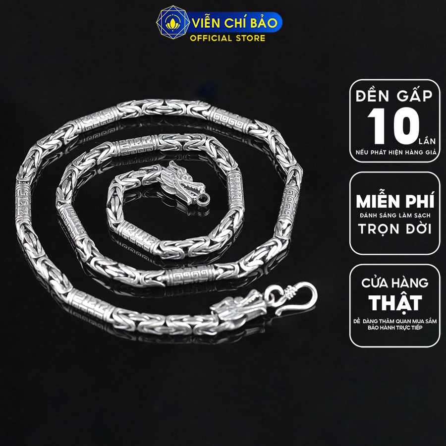 Dây Chuyền bạc nam Lục Tự Đầu Rồng chất liệu bạc Thái 925 thời trang phụ