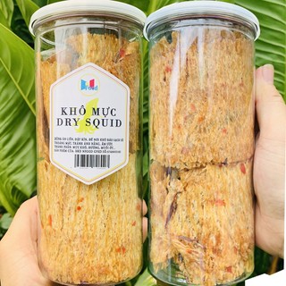 Mực cán tẩm gia vị cay, loại 1, kèm tưởng ớt, hủ pet 250gr