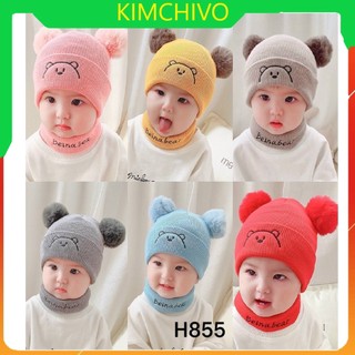 Set mũ len kèm khăn ống mặt cho bé