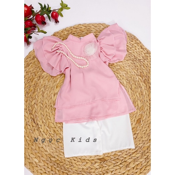 Áo dài 2 tà màu hồng