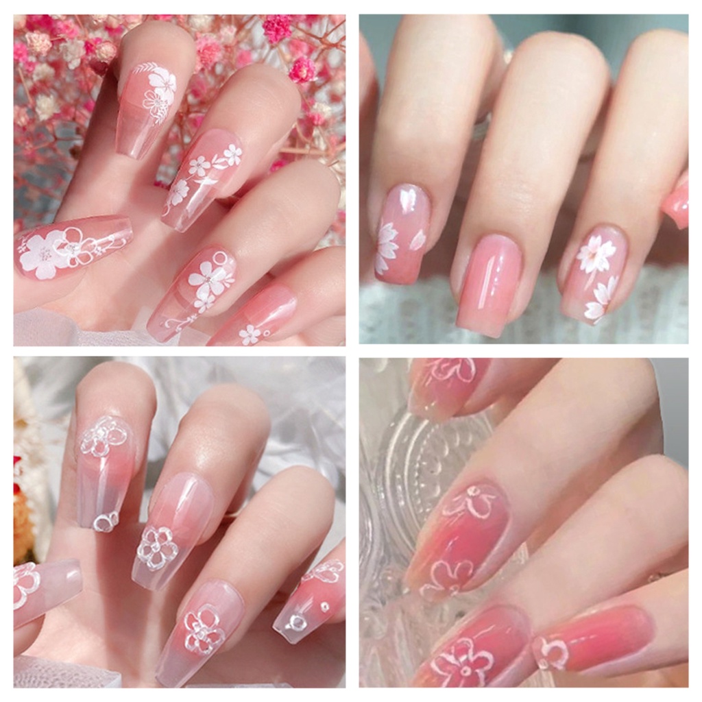 1 Tấm Sticker Dán Móng Tay Tự Dính Họa Tiết Hoa Tinh Tế DIY
