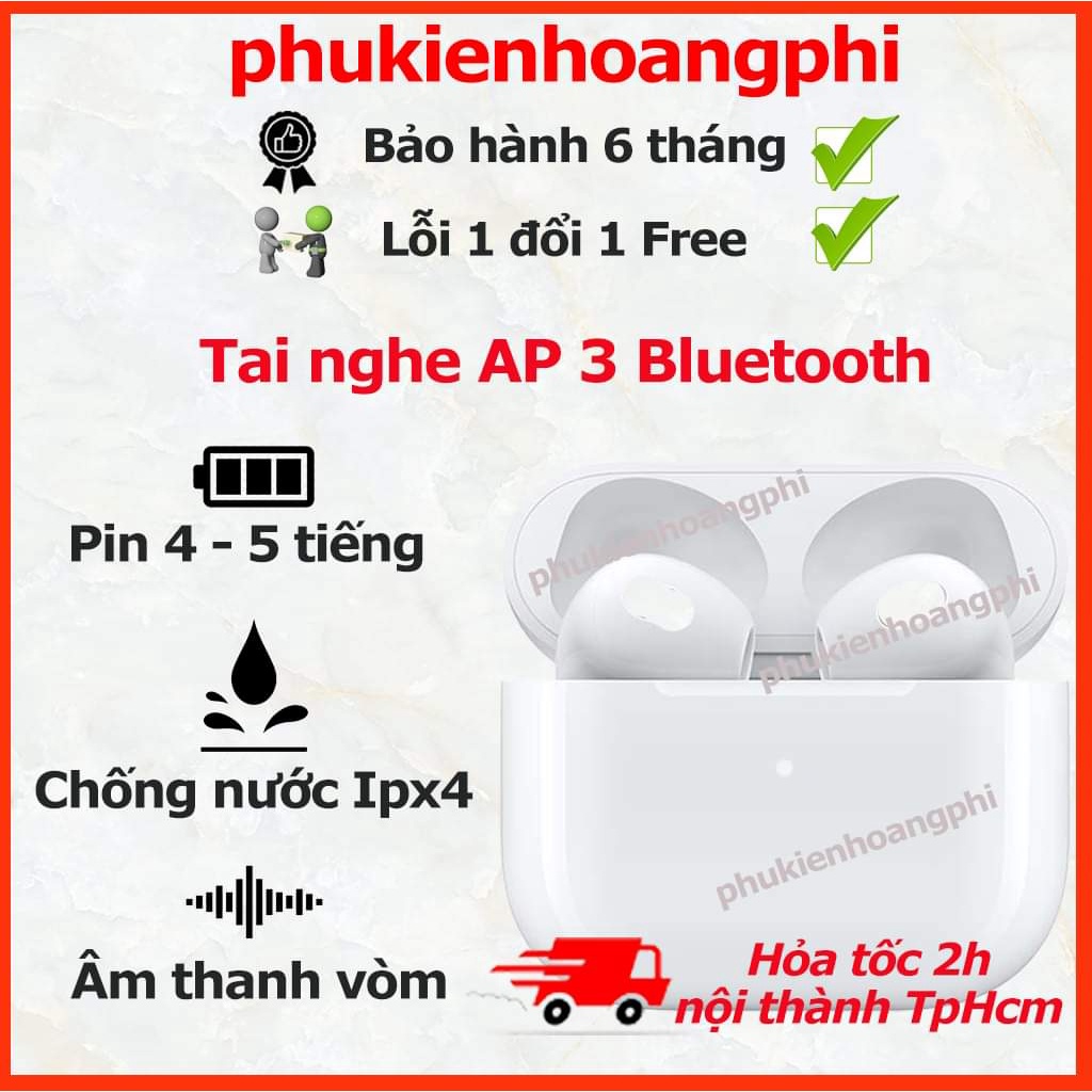 Tai Nghe Bluetooth không dây AP3 Cảm Biến Đa Điểm Không Dây 5.0 Định Vị - Đổi Tên - Sạc Không Dây