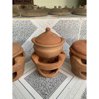 Bộ lò đất và nồi đất mini gốm chăm