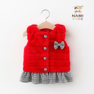 [211:D16] Áo Gile lông đính nơ dễ thương cho bé gái (hàng QCCC)