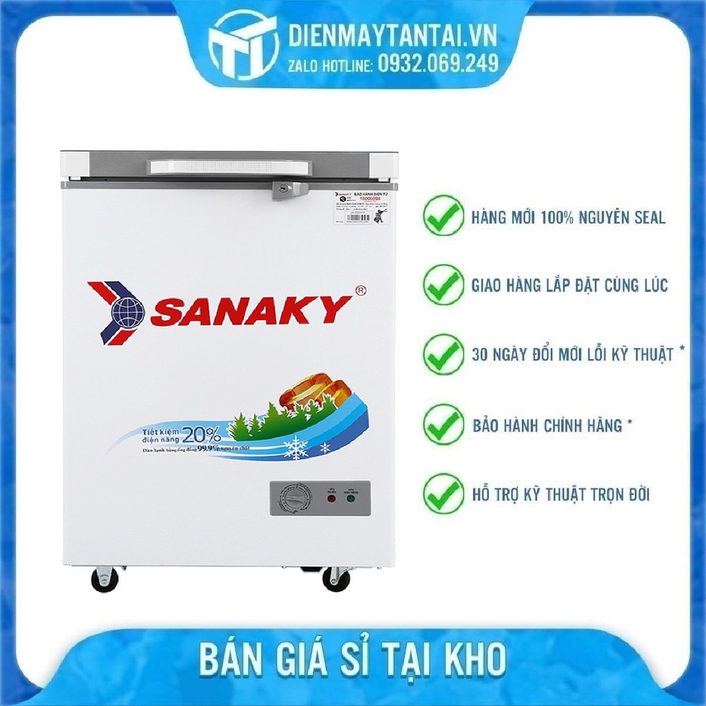 Tủ đông mini SANAKY 100 lít VH-1599HYK - 1 NGĂN 1 ĐÔNG, MẶT KÍNH CƯỜNG LỰC, MIỄN PHÍ GIAO HÀNG HCM.
