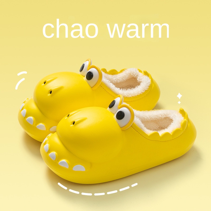 Dép Cotton Chống Thấm Nước Họa Tiết Khủng Long Xinh Xắn Theo Phong Cách Thu Đông Da057