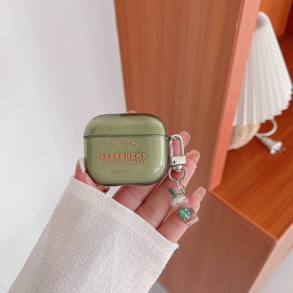 Vỏ Bảo Vệ Hộp Sạc Tai nghe không dây AirPods 1 2 3 Pro2 2022 Bằng tpu Mềm Trong Suốt Chống Sốc Màu Xanh Lá In Chữ Thời Trang