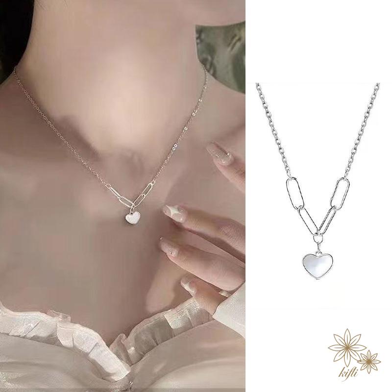 Vòng cổ Mạ Bạc 925 Mặt Hình Trái Tim Đính Đá Pha Lê Thời Trang Cho Nữ