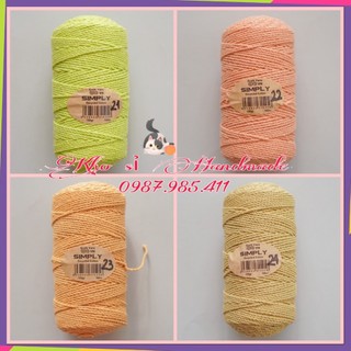 Sợi simply cotton 150 gr/cuộn móc túi,mũ hè bảng màu 2/2