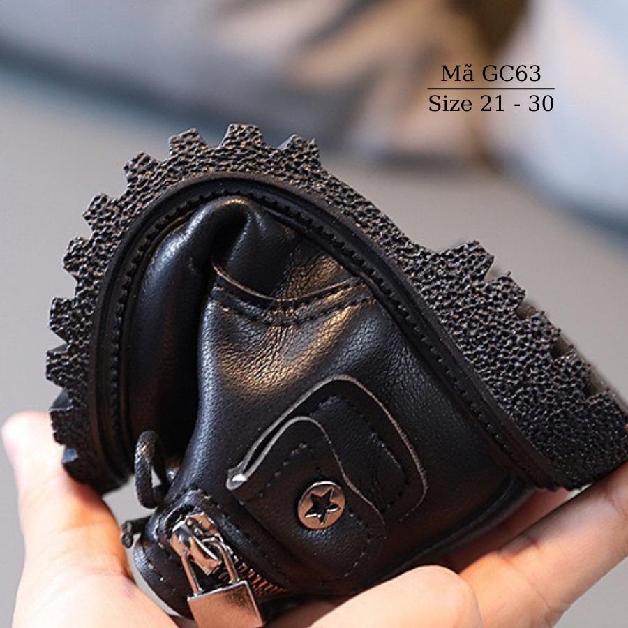 Boots bé trai bé gái màu đen giày cổ cao êm chân chống trơn thời trang cho trẻ em 1 - 5 tuổi phong cách Hàn Quốc GC63