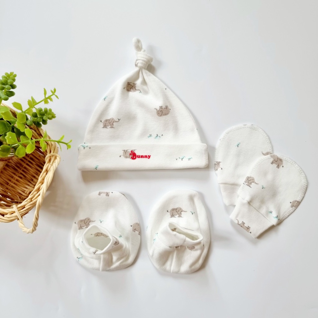 Set Mũ Vớ Bunny⚡️FREE SHIP⚡️Combo 3 Sản Phẩm Bunny Mũ Vớ Tay Vớ Chân Cho Bé Sơ Sinh Dùng Che Thóp Và Giữ Ấm Chân Tay Bé