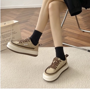 Giày thể thao nữ đẹp GIAYHIPP đế bánh mì nâu đen