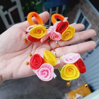 Một cặp thun cột tóc 3 bông hoa cho bé yêu (Màu ngẫu nhiên)