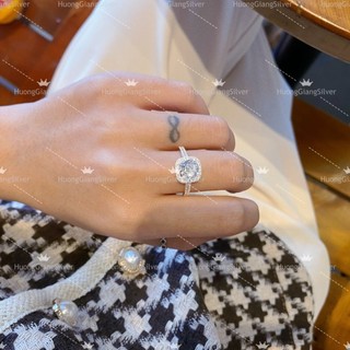 Nhẫn đá mặt vuông loại dày Bạc s925 - HuongGiangSilver