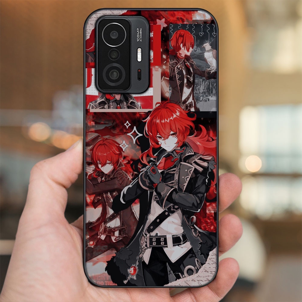 Ốp lưng Xiaomi 11T Pro 5G viền đen in hình Diluc Genshin Impact