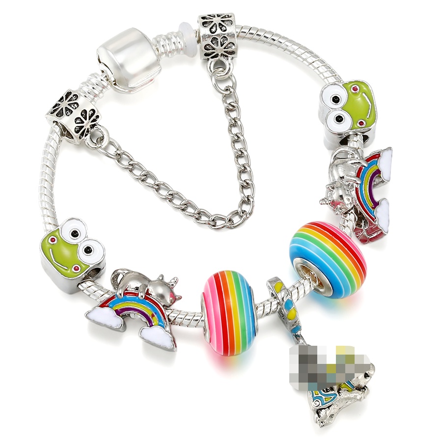 Vòng Tay Hạt Xỏ Màu Cầu Vồng Hình Kỳ Lân / Ếch Xanh DIY Dành Cho Bé Trai Và Bé Gái