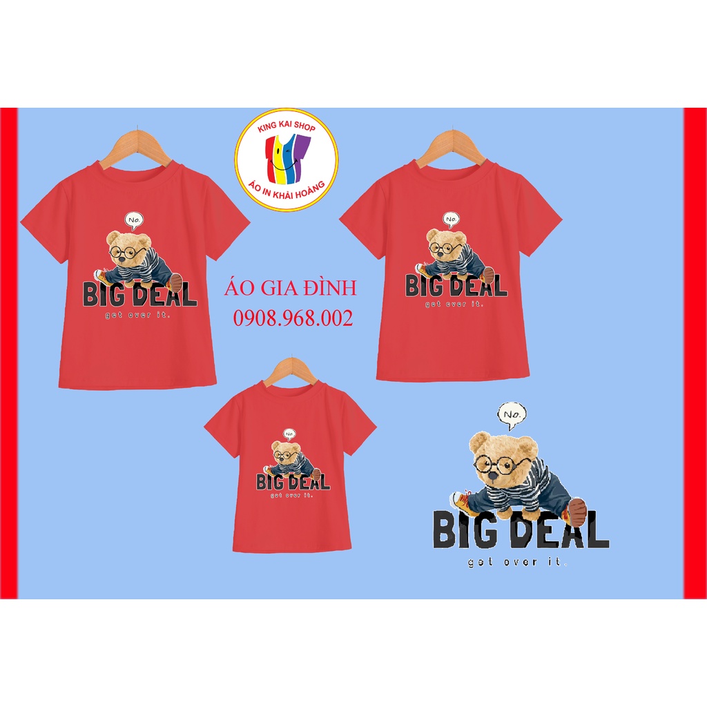 áo thun gia đình in hình gấu dễ thương vải coton co giản 4 chiều thoải mái