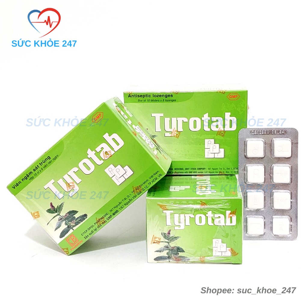 Tyrotad - Viên Ngậm Sát Trùng Họng Tyrotab Hộp 10 Vỉ x 8 Viên