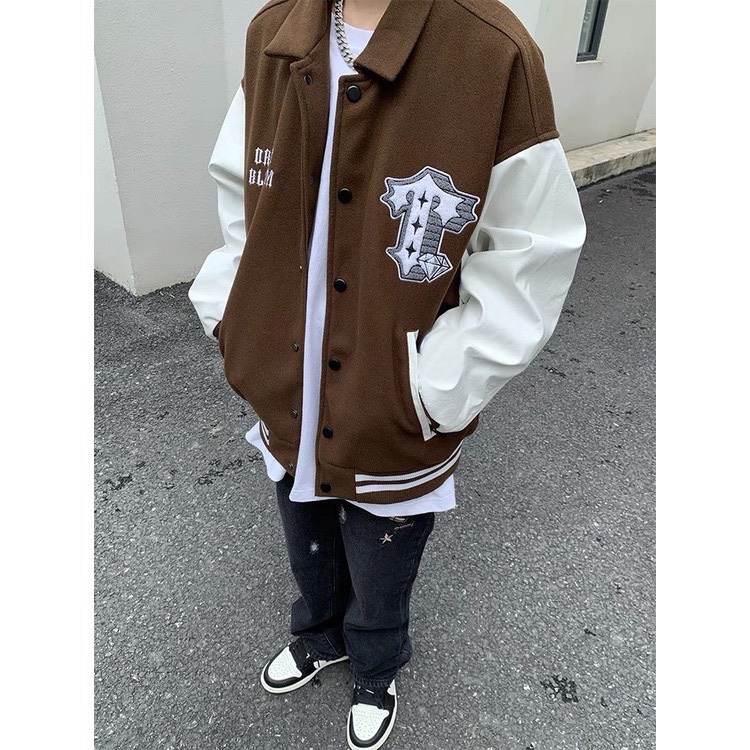 Áo Varsity Jacket Ullzang TIME MONNEY - Áo khoác Cardigan Bomber Unisex phối bo siêu hot - LOUSI.SG