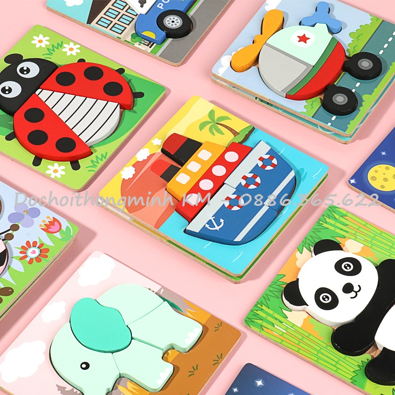 Đồ chơi ghép hình gỗ 3D nổi nhiều chủ đề loại cao cấp