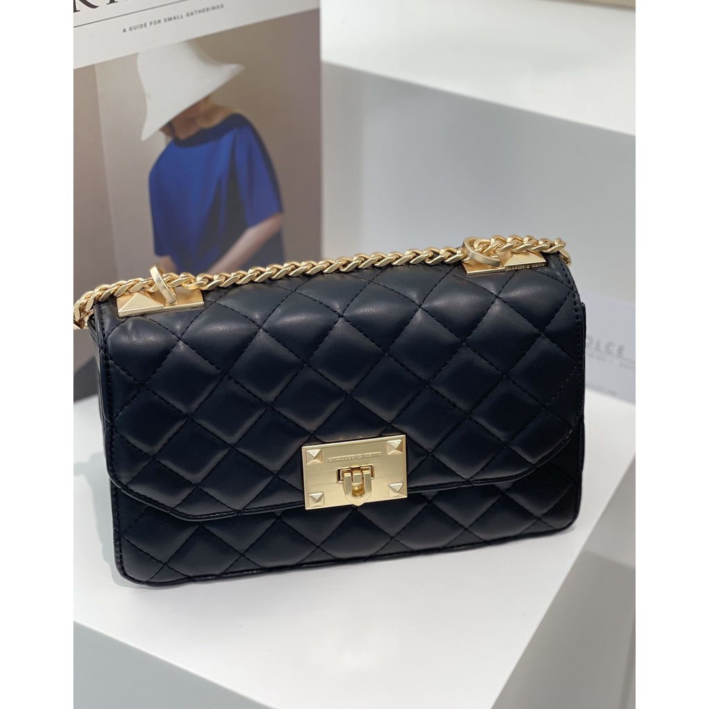 Túi xách nữ kẹp nách La Dolce Vita khóa gập k.i.m c.ư.ơ.n.g trám, đeo vai đeo chéo - CK109