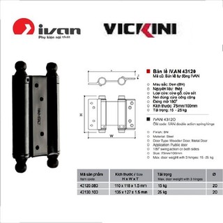 Bản lề cửa  inox VICIKINI - IVAN ( 1 hộp 2 cái ) tự động 2 chiều
