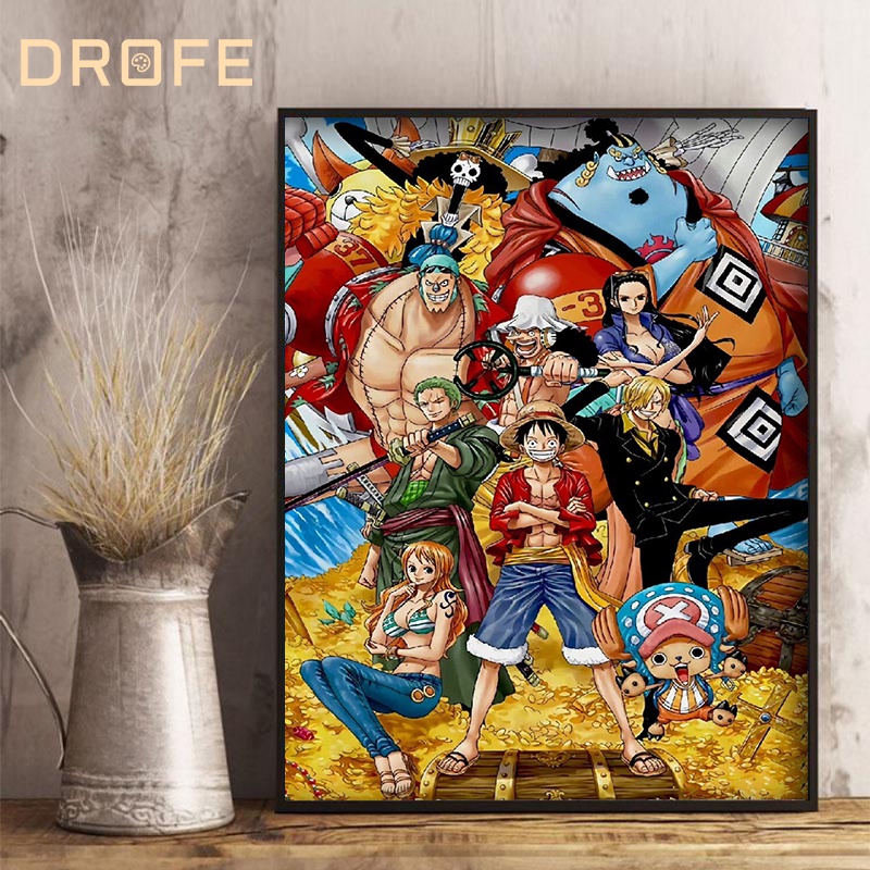 Bộ tranh số hóa DROFE DIY 40 * 50cm hình nhân vật hoạt hình One Piece