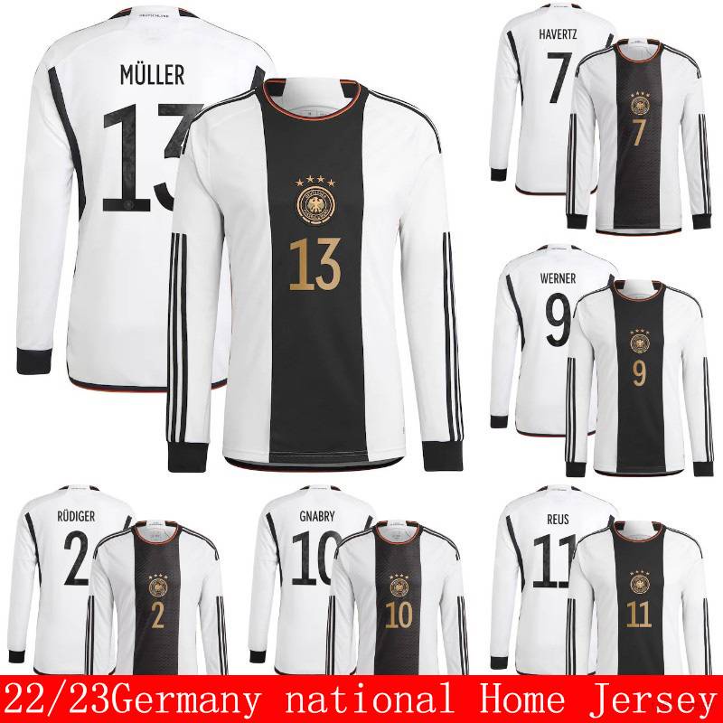 Áo Thun Bóng Đá Dài Tay Đội Tuyển Đức World Cup 22 / 23 Rudiger Muller Reus Gnabry Havertz Werner