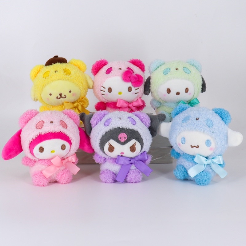 Móc khoá gấu bông mini cute: Hello Kitty, Kuromi, Purin, My Melody, Cinnamaroll, Pochacco