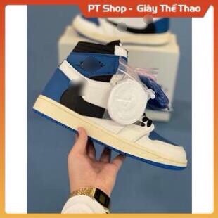[FreeShip+ Hàng Loại A] Giày Jor.dan xanh trắng cao cổ, Giầy Sneaker thể thao nam nữ JD1 travit xanh trắng móc đen