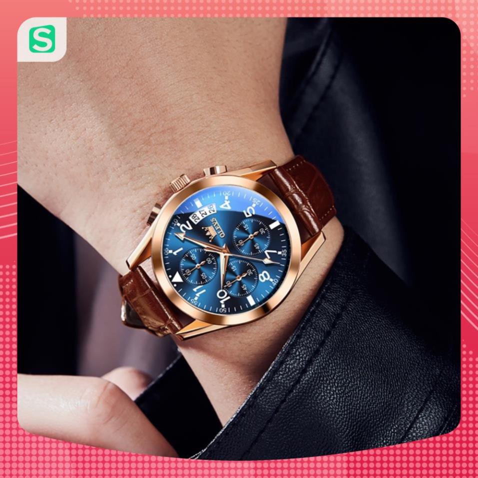 Đồng hồ nam chính hãng OLEVS 2878 dây da bò  chống vô nước sâu  hiệu ứng phát sáng