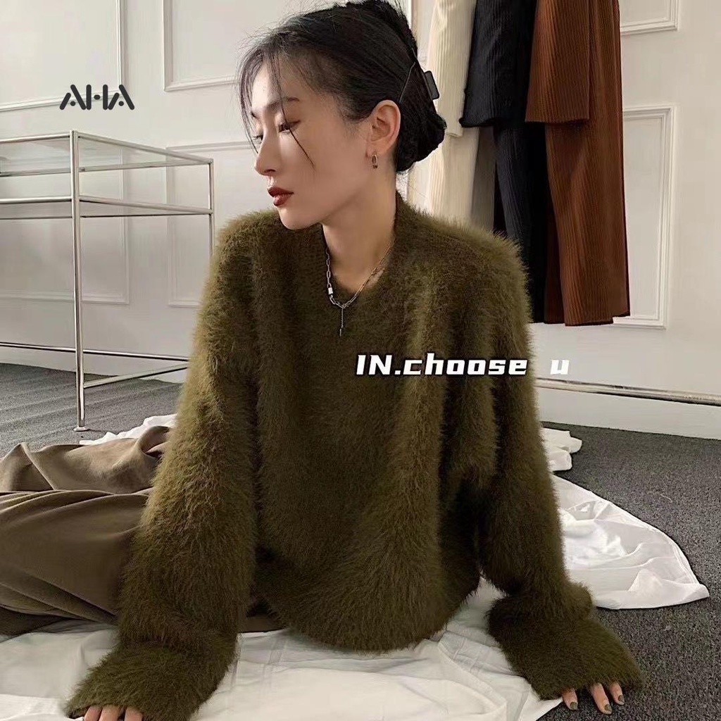 Áo Sweater Lông Cừu Dáng Rộng Ngắn Phong Cách Nhật Bản Thời Trang Thu Đông Hàng Mới 2022 Dành Cho Bạn Nữ