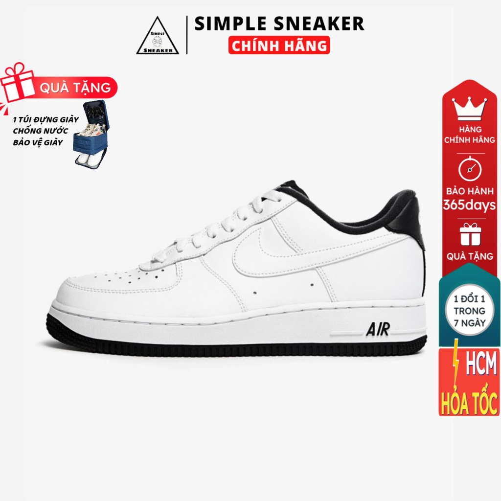 Giày Nike Air Force 1 White Black  🔴Chính Hãng🔴 Giày Sneaker Thể Thao Nike AF1 Màu Trắng Đen - Simple Sneaker