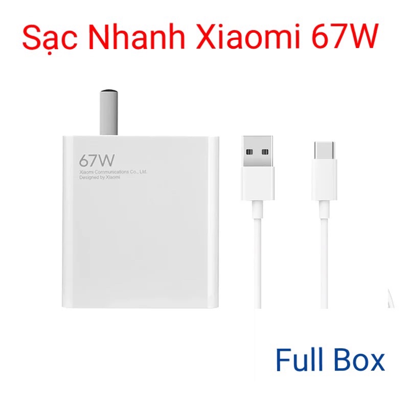 Bộ Sạc Nhanh Xiaomi Mi Redmi Turbo Charging 67W Chuẩn Chính Hãng - Chân Dẹp
