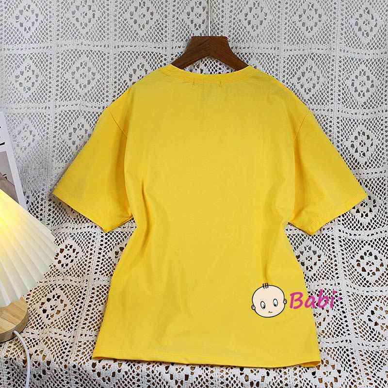 Áo thun form rộng ngắn tay in hình cho mẹ và bé, Áo Babi phong cách Hàn Quốc thun cotton cao cấp bé gái size đại 17-55kg